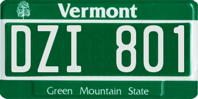 VT license plate DZI801