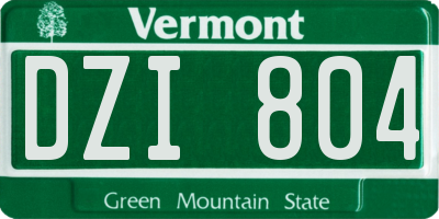 VT license plate DZI804