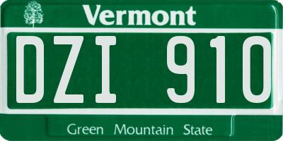 VT license plate DZI910