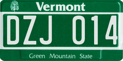 VT license plate DZJ014
