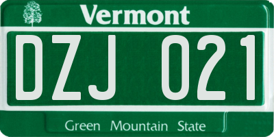 VT license plate DZJ021