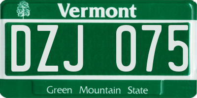 VT license plate DZJ075