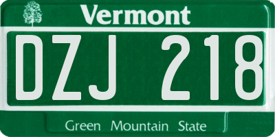 VT license plate DZJ218