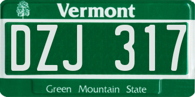 VT license plate DZJ317