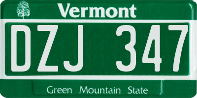 VT license plate DZJ347