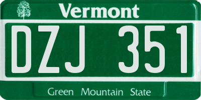 VT license plate DZJ351