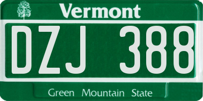 VT license plate DZJ388