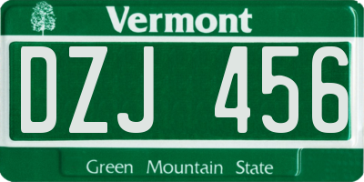 VT license plate DZJ456