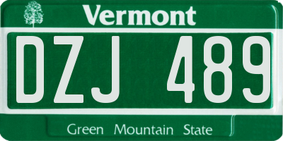 VT license plate DZJ489
