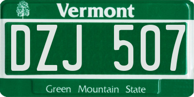 VT license plate DZJ507