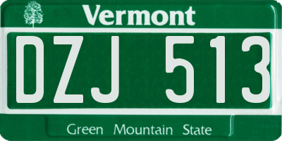 VT license plate DZJ513