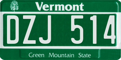 VT license plate DZJ514