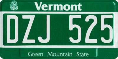VT license plate DZJ525