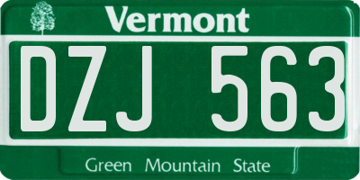 VT license plate DZJ563