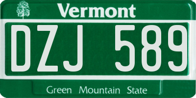 VT license plate DZJ589