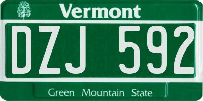 VT license plate DZJ592