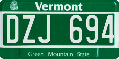 VT license plate DZJ694