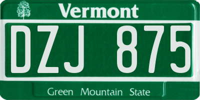 VT license plate DZJ875