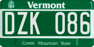 VT license plate DZK086