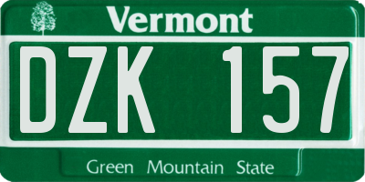 VT license plate DZK157