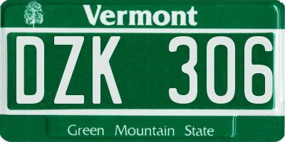 VT license plate DZK306