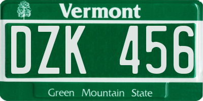 VT license plate DZK456