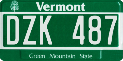 VT license plate DZK487