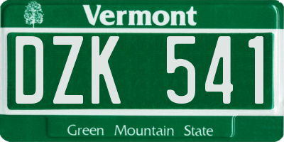 VT license plate DZK541