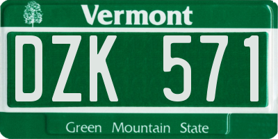 VT license plate DZK571