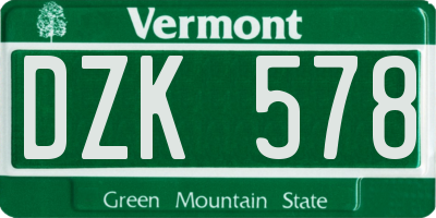 VT license plate DZK578