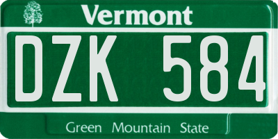 VT license plate DZK584