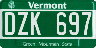 VT license plate DZK697