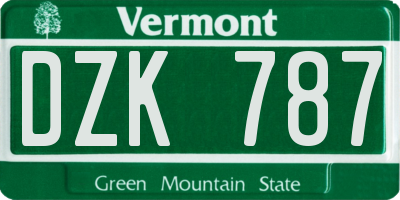 VT license plate DZK787