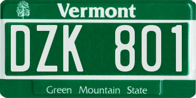 VT license plate DZK801