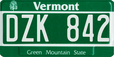 VT license plate DZK842