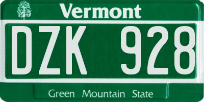 VT license plate DZK928