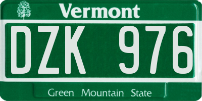 VT license plate DZK976