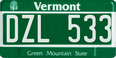 VT license plate DZL533