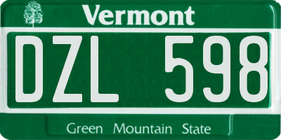 VT license plate DZL598