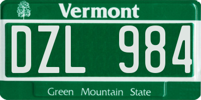 VT license plate DZL984