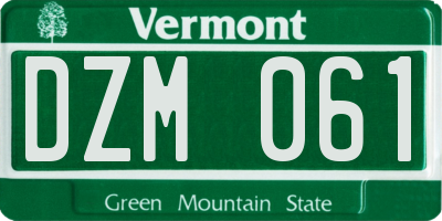 VT license plate DZM061
