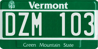 VT license plate DZM103