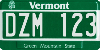 VT license plate DZM123