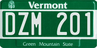 VT license plate DZM201