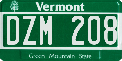 VT license plate DZM208