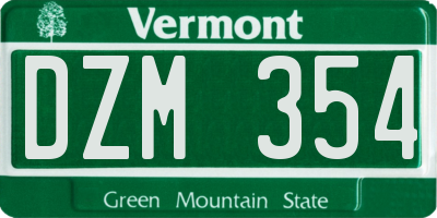 VT license plate DZM354