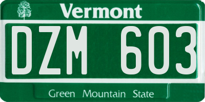 VT license plate DZM603