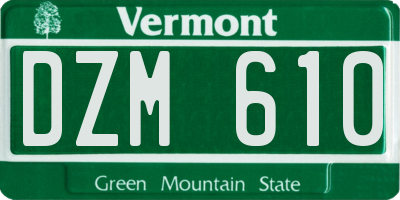 VT license plate DZM610