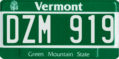 VT license plate DZM919