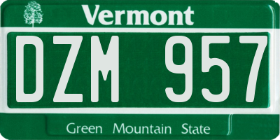 VT license plate DZM957
